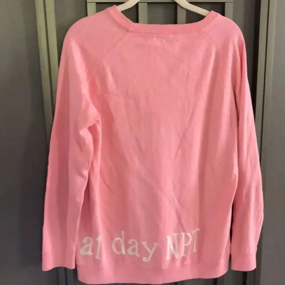 Caroline Grace “Rose all day NPT” wine lovers pink sweater cotton cashmere S